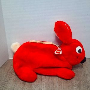 Vintage 1980's LEGO DUPLO Red Plush Rabbit Carrier Bag Handels & Keychain